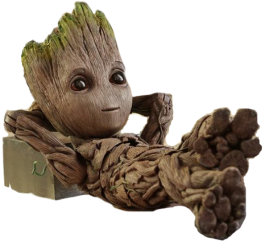 Baby Groot laying down