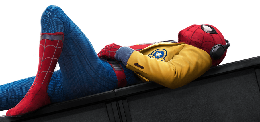 Spider-Man laying down in his decathlon jacket.