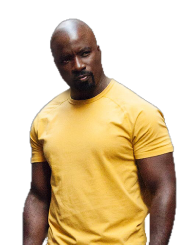 Luke Cage in a yellow shirt