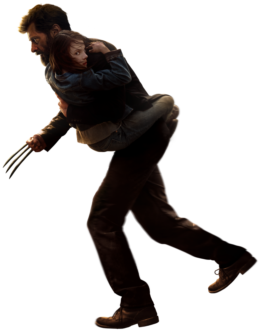 Logan running while holding Laura